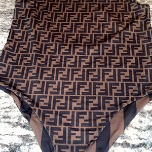 Fendi Brown and Black Monogram One Piece Swimsuit